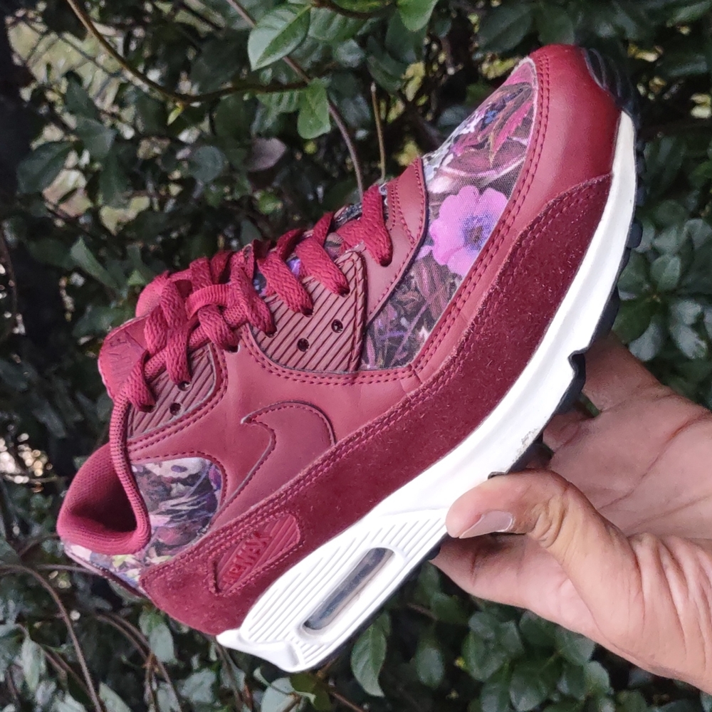 Nike Air Max 90 “Floral” in Team Red-Night Maroon-Sail